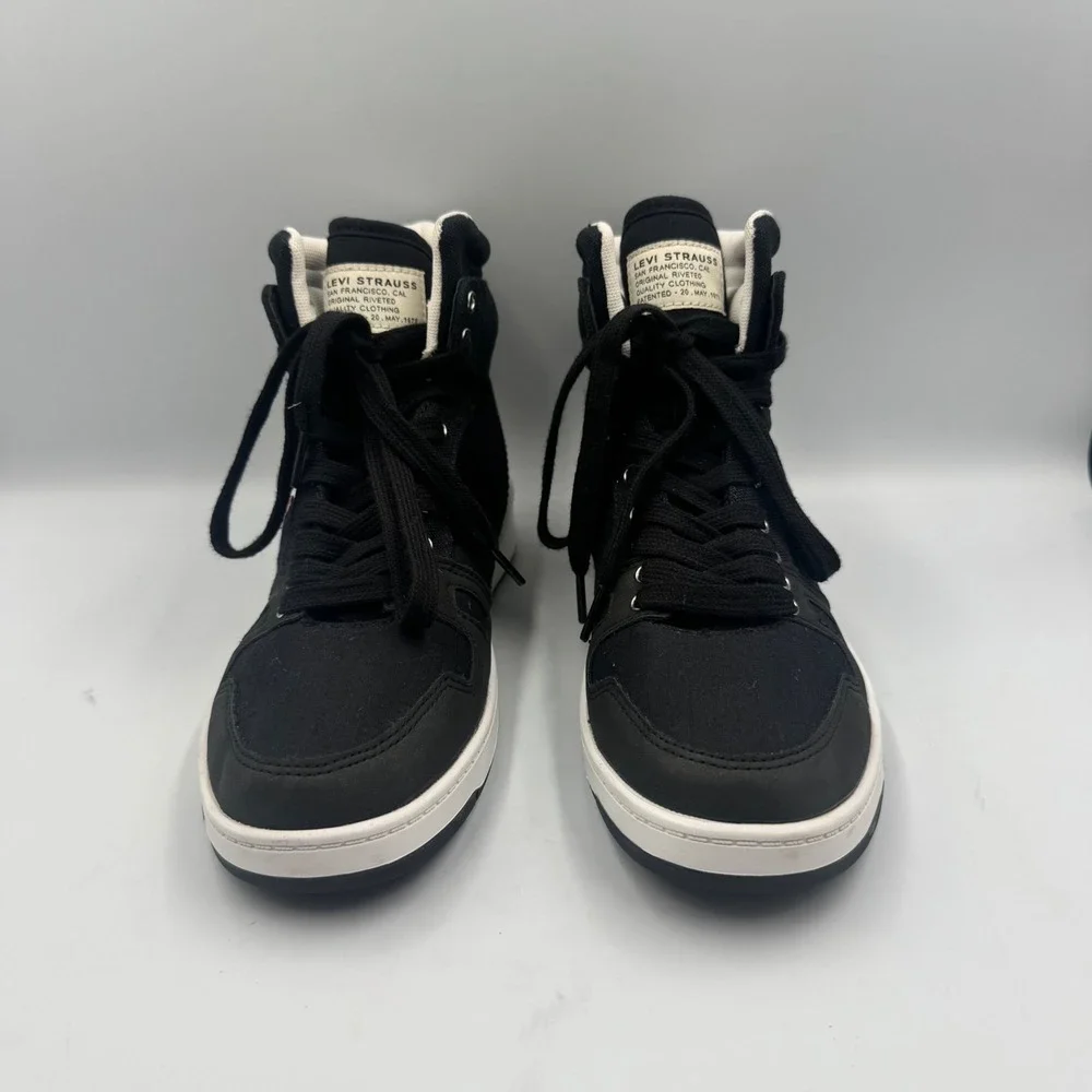 New Levi Strauss Women's Black High Top Canvas Sneakers Shoes Size 7.5
